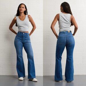 American Eagle Outfitters Next Level Stretch Curvy Super High Rise Flare Jeans